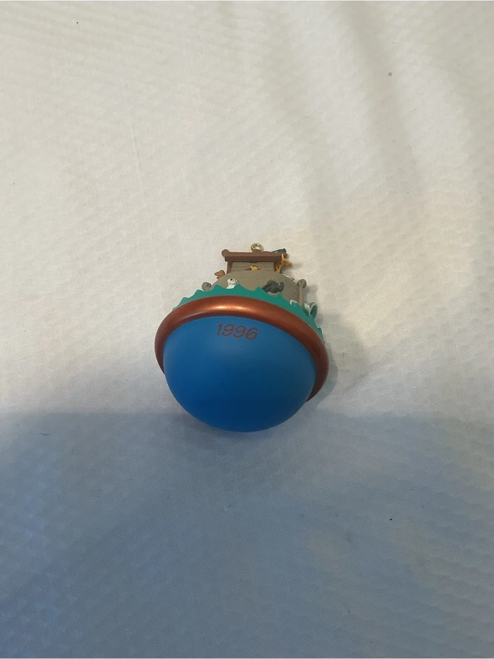 Noah's Ark Holiday Ornament in Blue and Brown vintage 1996